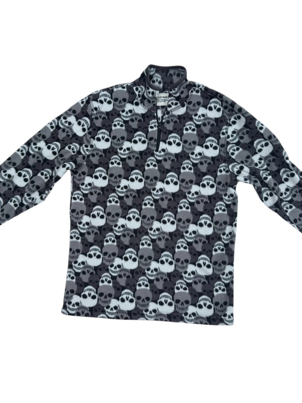 Old Navy Kids Skull-Print Fleece Pullover - Black & Gray tessellation scull